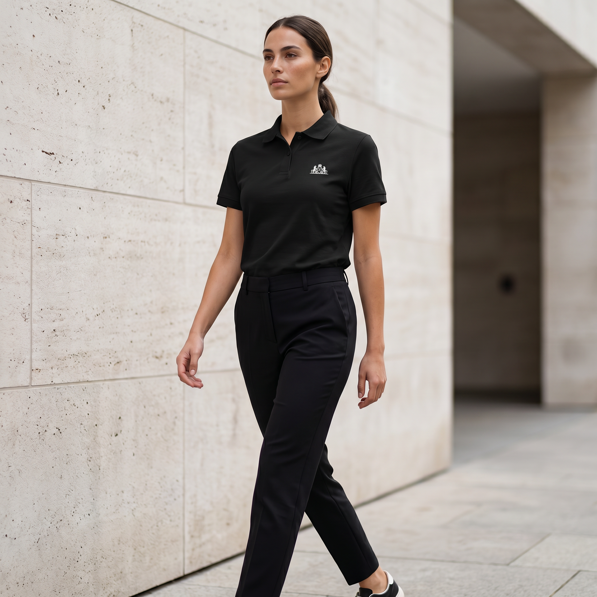 Damen Poloshirt Artem Logo  // Artem Premium Collection // All Black